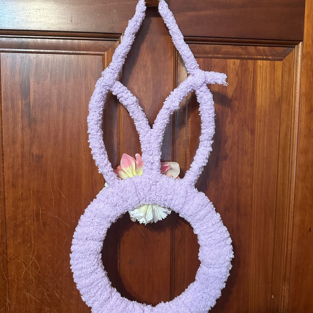 Handmade Purple Bunny Wreath With Flowers - Picture 13 of 16